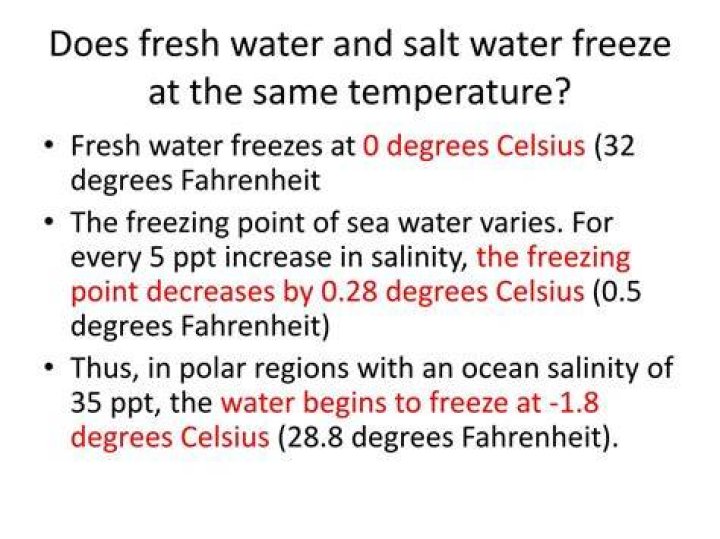 Does freshwater freeze faster than saltwater?