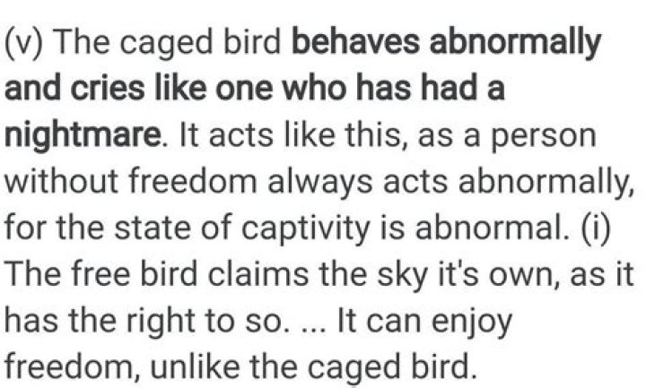 How does the encaged bird behave?