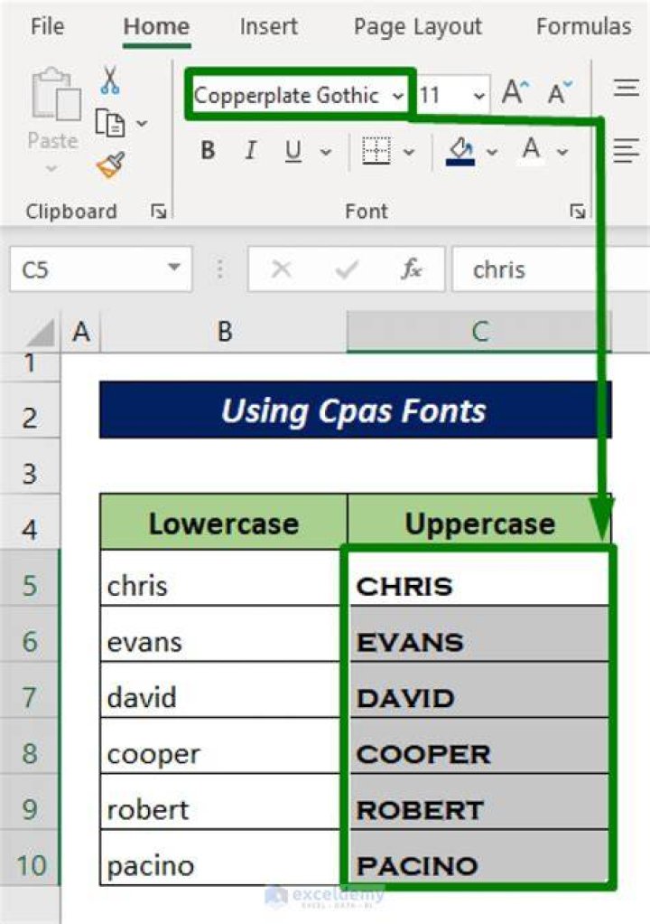 In excel change uppercase to lowercase?