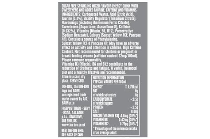 Ingredients in irn bru?