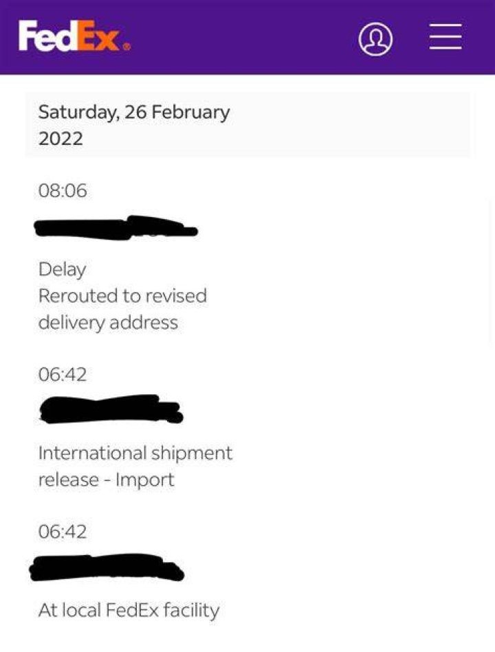 What does rerouted to revised delivery address?