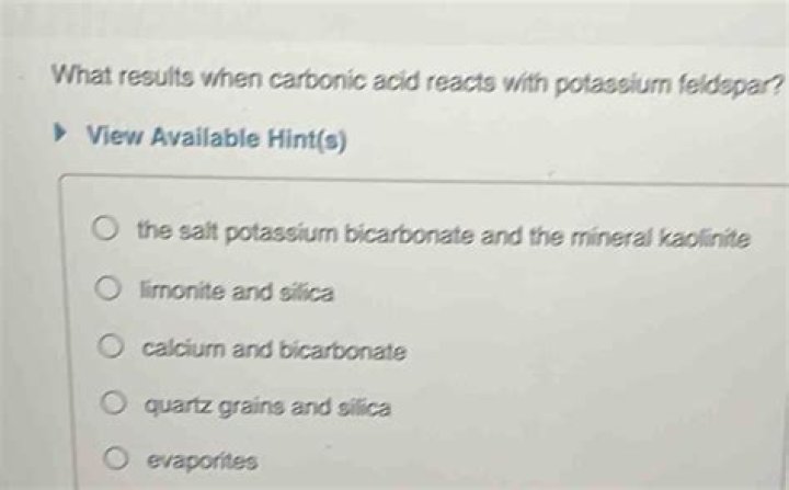 When carbonic acid reacts with potassium feldspar?