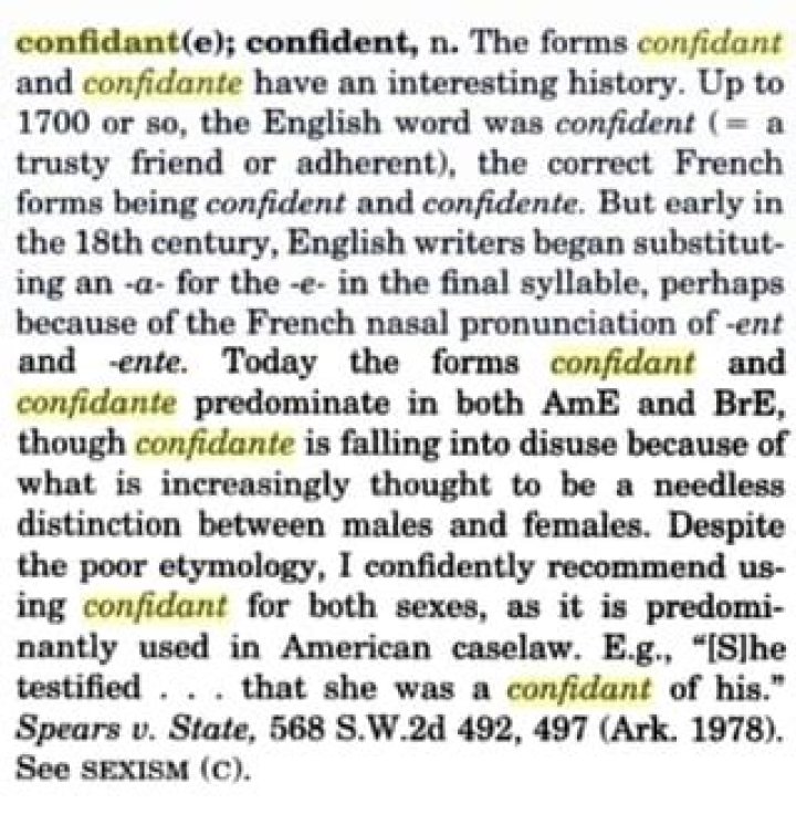 Which language is confidante?