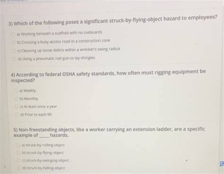 Which of the following are struck-by flying hazards?